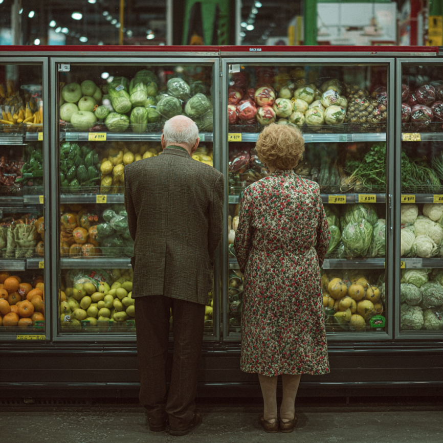 Активна пара похилого віку з здоровими продуктами